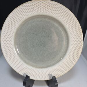 Laurie Gates Monterey Gray Dinner Plate 9" Geometric Rim Stoneware LOT of 4